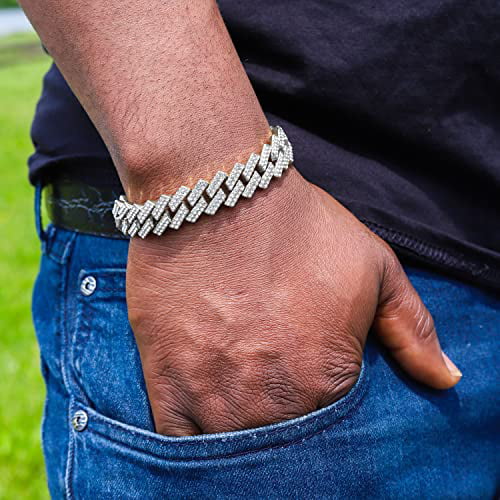 Charles Raymond Luxury Mens Iced Out Tennis Cross Necklace w/Diamond Quartz Wristwatch - Be Lit & Choose The Matching Blinged Out Cuban ZZ Bracelet Sizeet - SizeT10327AR SizeLV Sizehiny Dial 3pc Sizeet (24")