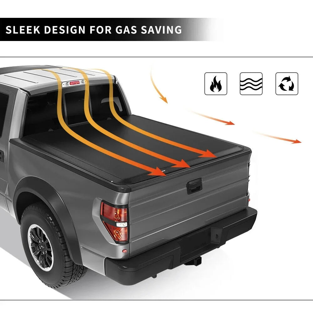 Ledkingdomus 6.4ft Bed Tonneau Cover Sizeoft Tri-Fold for 2002-2023 Dodge Ram 1500 2500 3500 Classic