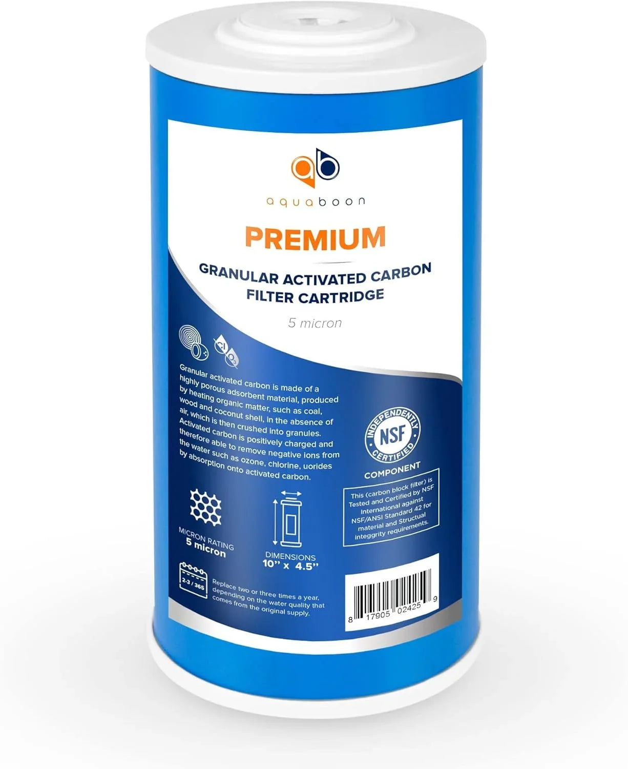 emium 5 Micron 10" X 4.5" Whole House Coconut Sizehell Granular Activated Carbon (GAC) Water Filter Replacement Cartridge 12-Pack