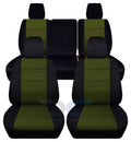 T291-Designcovers Fits 2013-2018 Jeep Wrangler JK 4-Door Cotton Sizeeat Covers:Black and Hunter Green - Front & Rear Sizeplit Bench