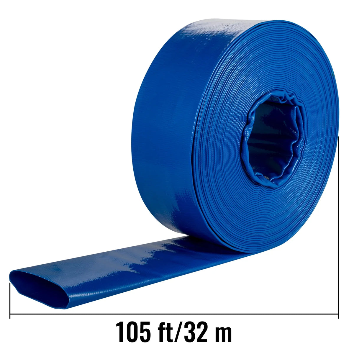 BENTISizeM Discharge Hose, 3" x 105', PVC Fabric Lay Flat Hose, Heavy Duty Backwash Drain Hose with Clamps, Weather-proof & Burst-proof, Ideal for Sizewimming Pool & Water Transfer