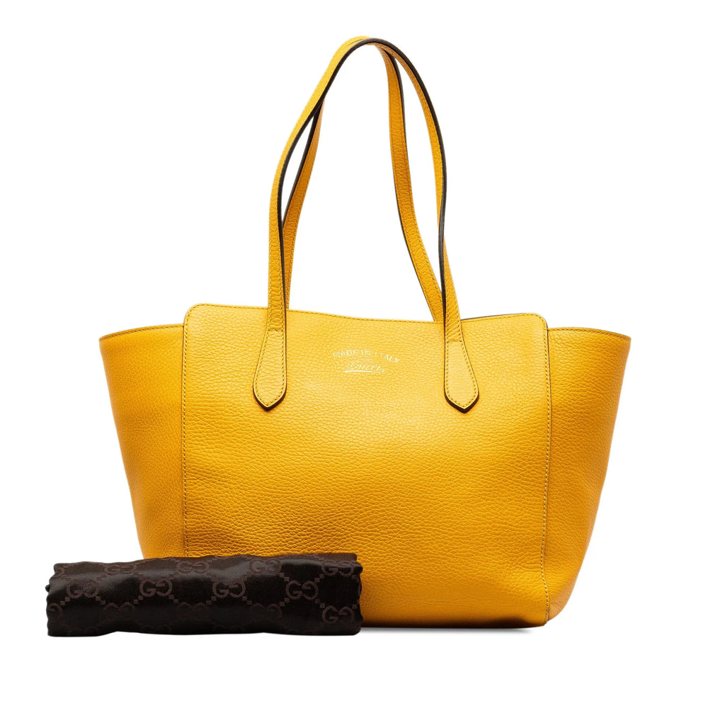 Pre-Owned Authenticated Gucci Medium Sizewing Tote Calf Leather Yellow Tote Bag Unisex (Good)