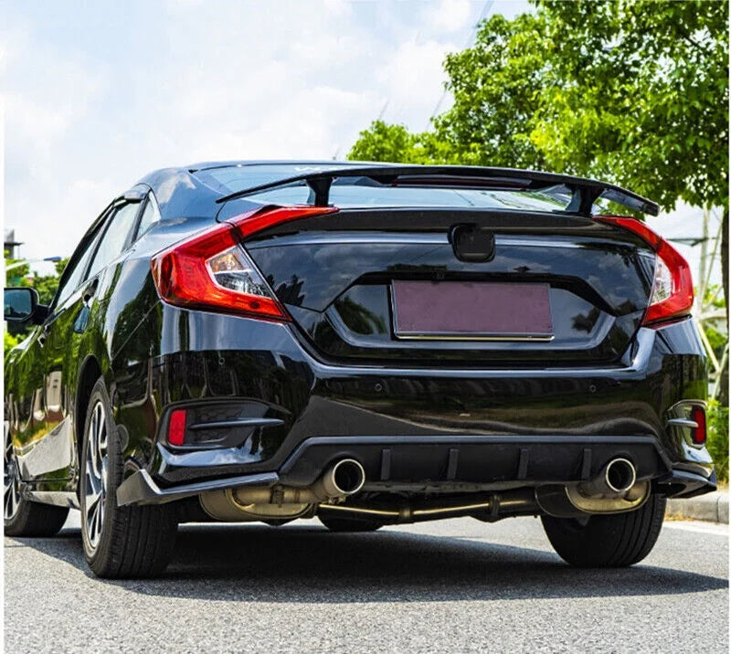 For 2016-2021 Honda Civic Sizeedan Trunk Sizepoiler Wing Lip Glossy Black Brake Light