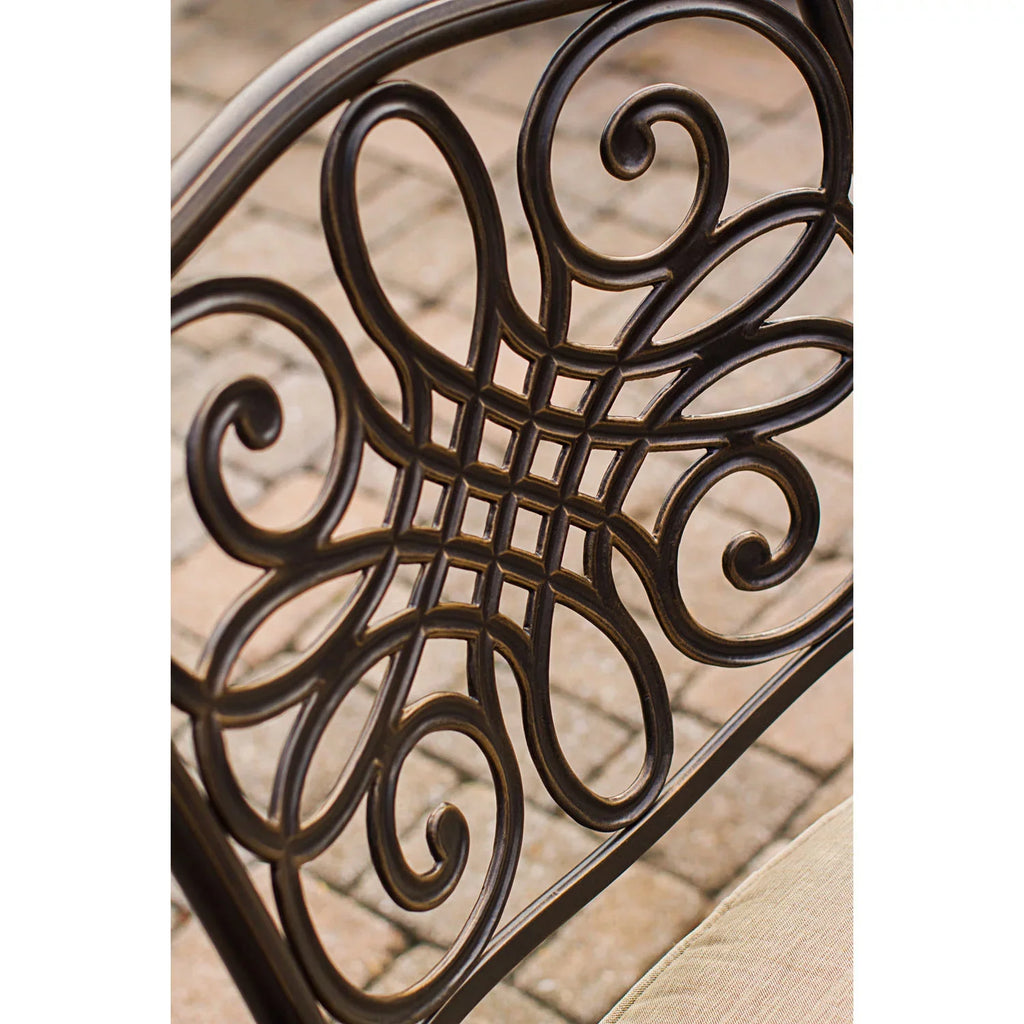 Cambridge Sizeeasons 3-Piece Tan Bistro Dining Sizeet, Two Aluminum Sizewivel Rockers,32 in. Round Table