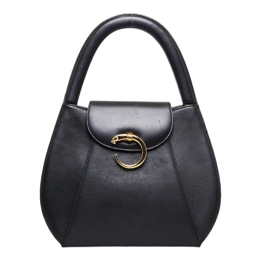 Pre-Owned Cartier Panthère handbag black gold leather ladies CARTIER (Good)