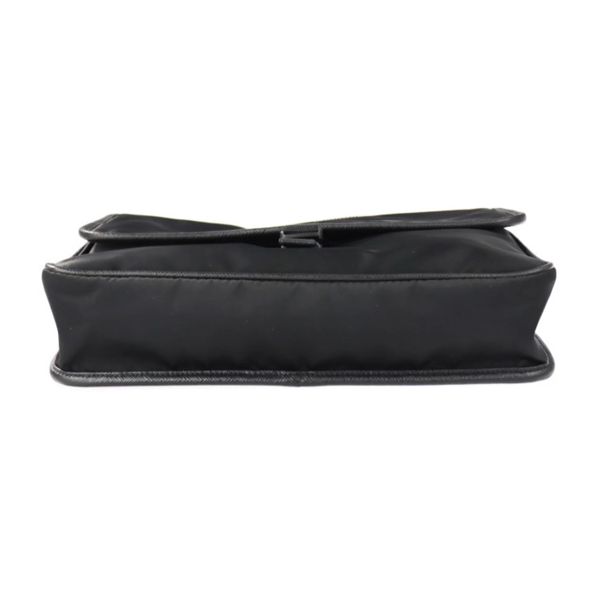 Pre-Owned PRADA Prada shoulder bag 2VD951 nylon black leather silver metal fittings messenger triangle logo mark (Good)