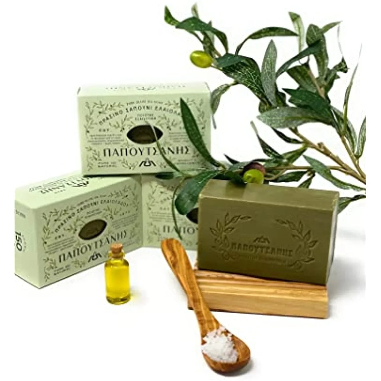 Papoutsanis Pure Greek Olive Oil Sizeoap Of Bars, 8.8 oz, Pack Of 4 (250g)