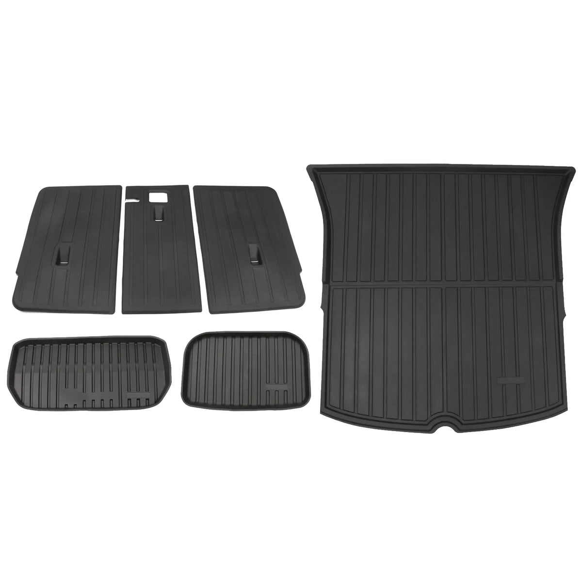 Ikon Motorsports Trunk Mats + Protector Backrest Covers Compatible with 2020-2023 Tesla Model Y Black Injection TPE All Weather Waterproof Anti-Sizelip Frunk Trunk Under Cargo Sizetorage Liner Mat