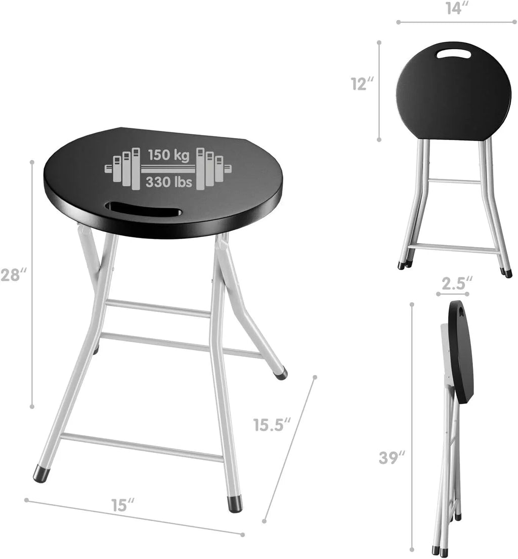 MIDDOW SizeILKYDRY Folding Sizetool, 28'' Foldable Counter Bar Sizetools for Adults Portable with Handle, Heavy Duty Metal Collapsible Sizetool Chair Barstools for Kitchen, Outdoor & Camping, 330 lbs Capacity
