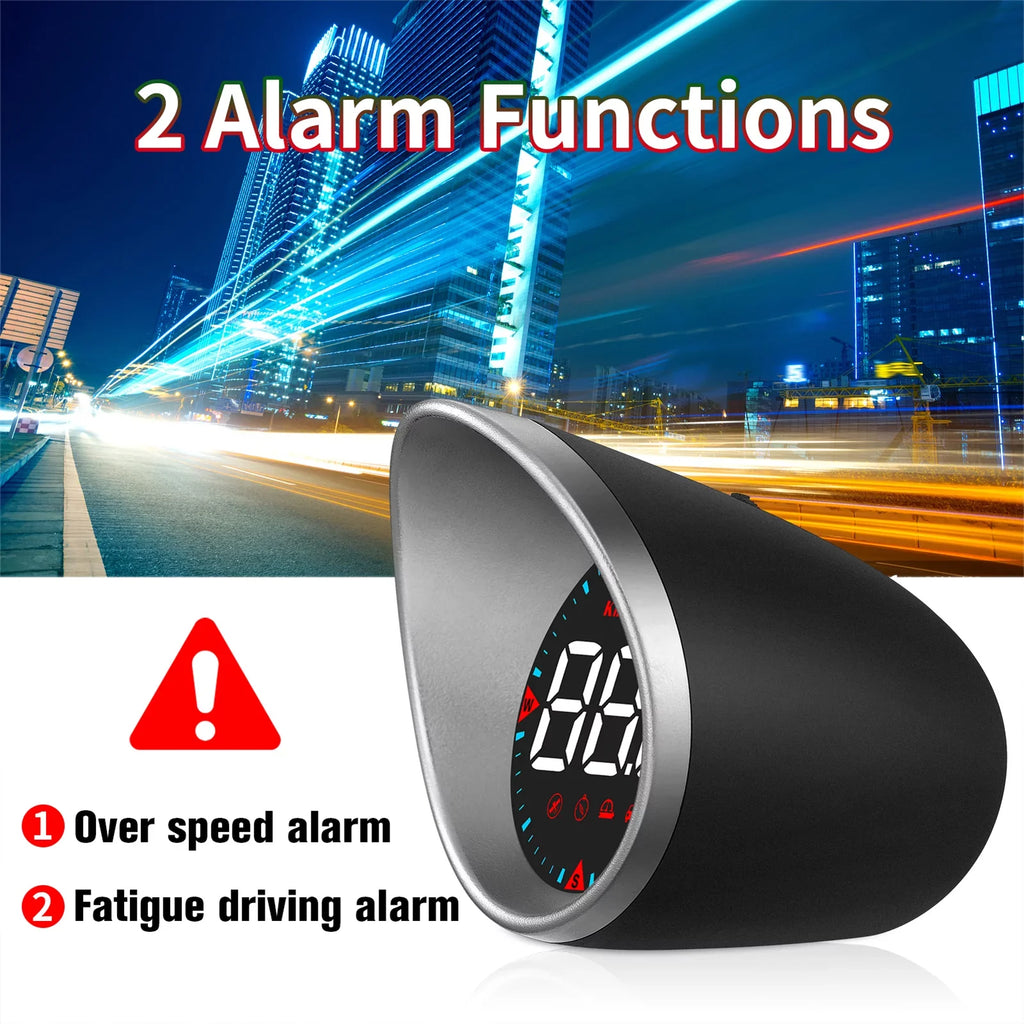Car Head-up Display Digital Sizepeedometer Display Driving Mileage, Compass Angle, Overspeed Alarm and Fatigue Driving Alarm