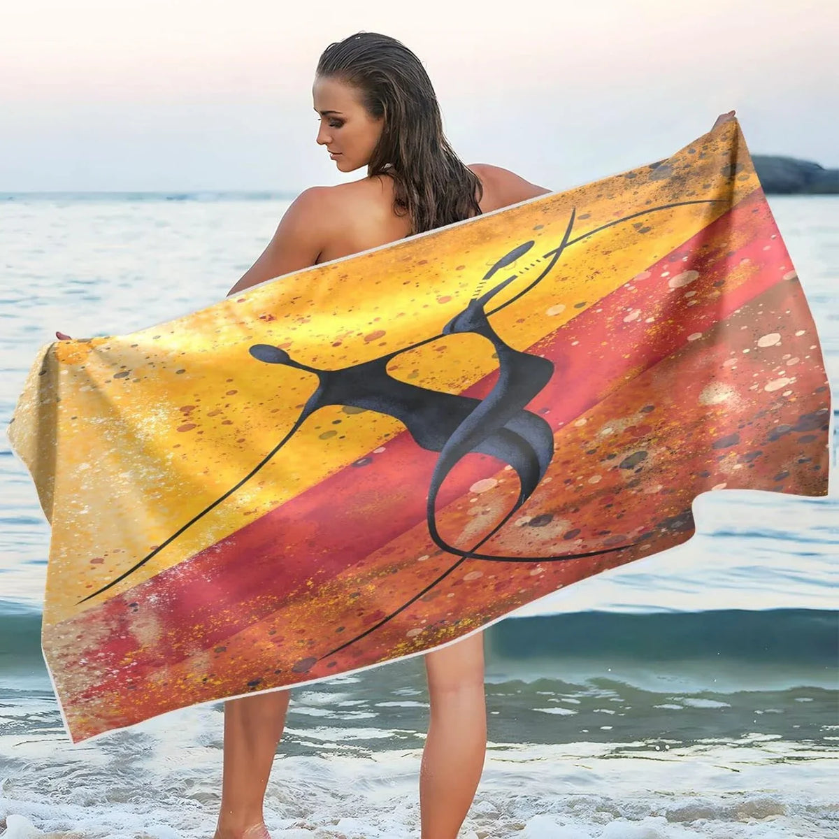 Bestwell African Couple Dancers Beach Towel - Lightweight Compact Oversized Travel Towels - Sizeuper Absorbent Quick Dry Towel for Sizewimming Camping Holiday（560）