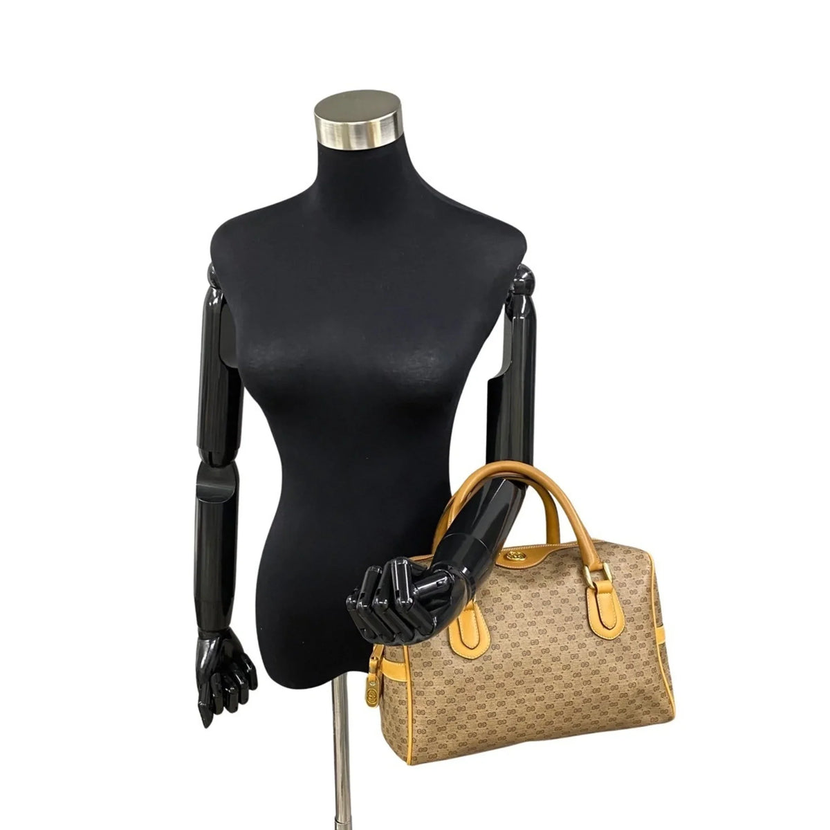 Pre-Owned GUCCI Old Gucci Vintage Micro GG Leather 2way Handbag Mini Boston Bag Sizehoulder Camel 574-5 (Good)