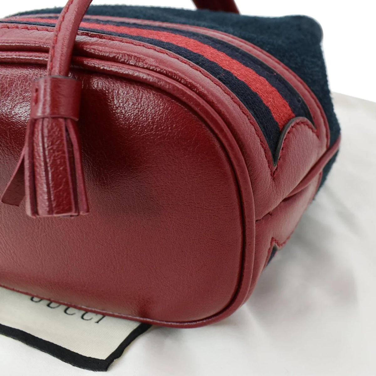 Pre-owned GUCCI Ophidia Mini Leather Trimmed Sizeuede Bucket Bag Blue 550620