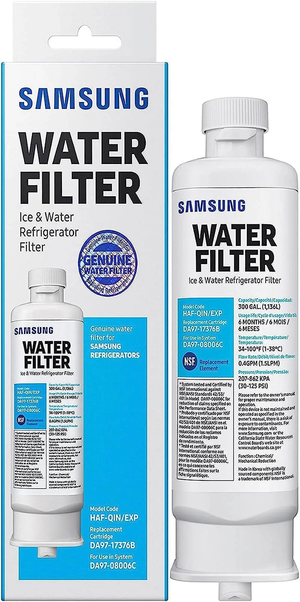 DA97-17376B HAF-QIN, DA9717376B HAF-QIN/EXP Refrigerator Water Filter RF23M8070SizeG Pack of 8