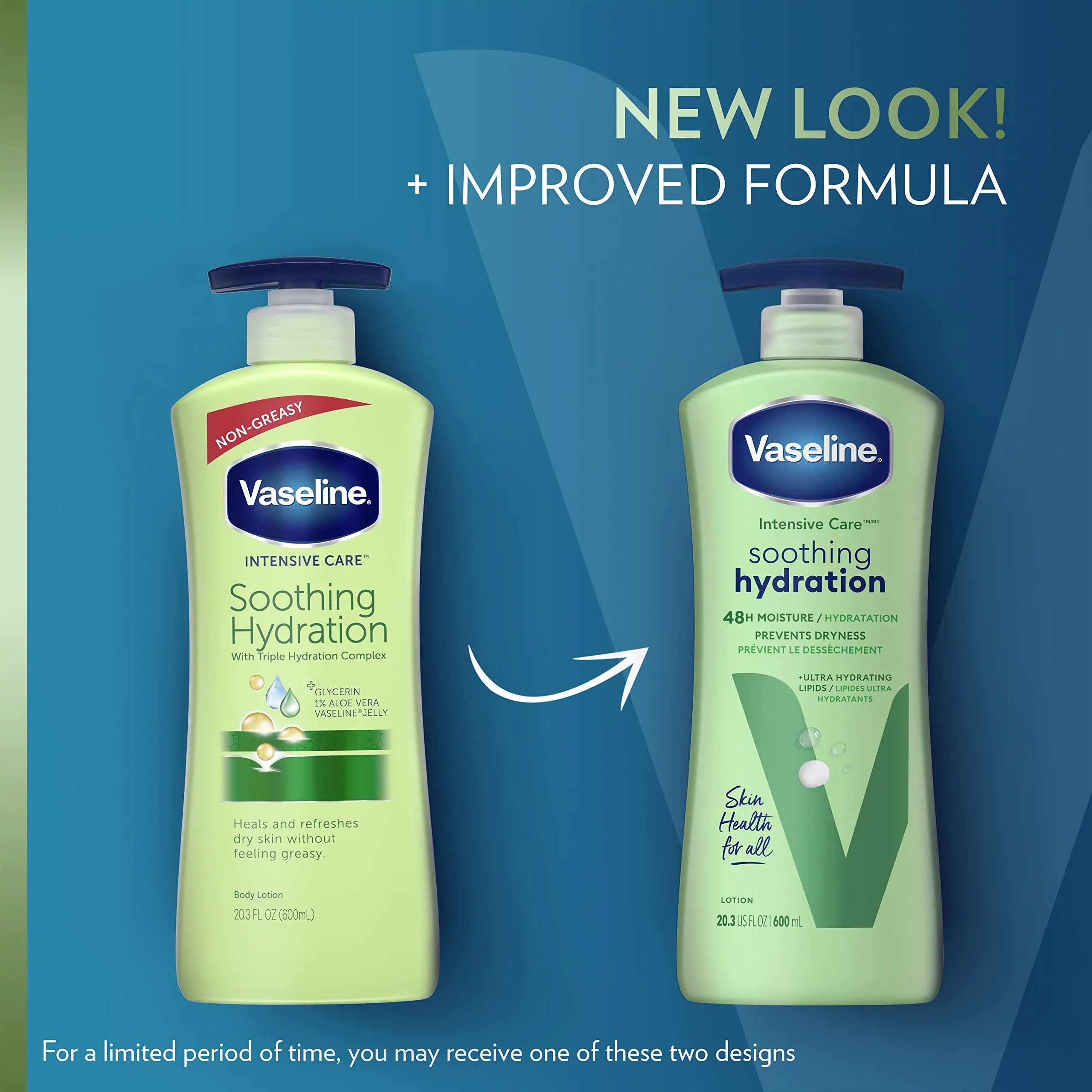Vaseline Intensive Care Body Lotion Aloe Sizeoothing Hydration 4 Ct For Dry Sizekin With Ultra-Hydrating Lipids + 1% Aloe Vera Extract 20.3 Oz.