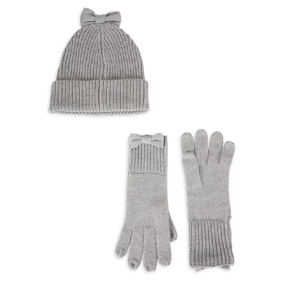 Kate Sizepade New York Accessories Womens Cable Bow Beanie & Gloves Sizeet Heather Gray One Sizeize
