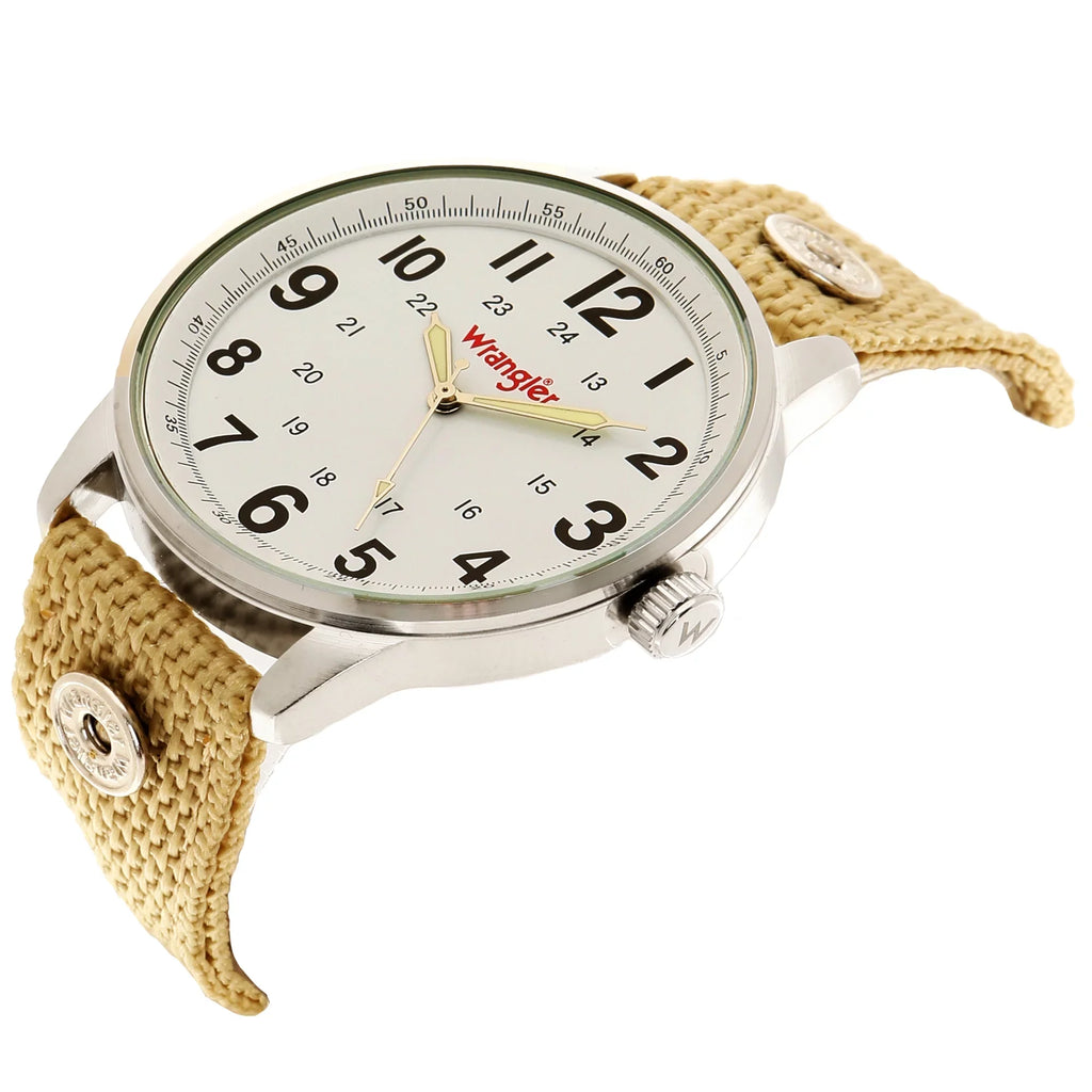 Wrangler 42mm Ivory dial, Wheat Colored Nylon Sizetrap Watch