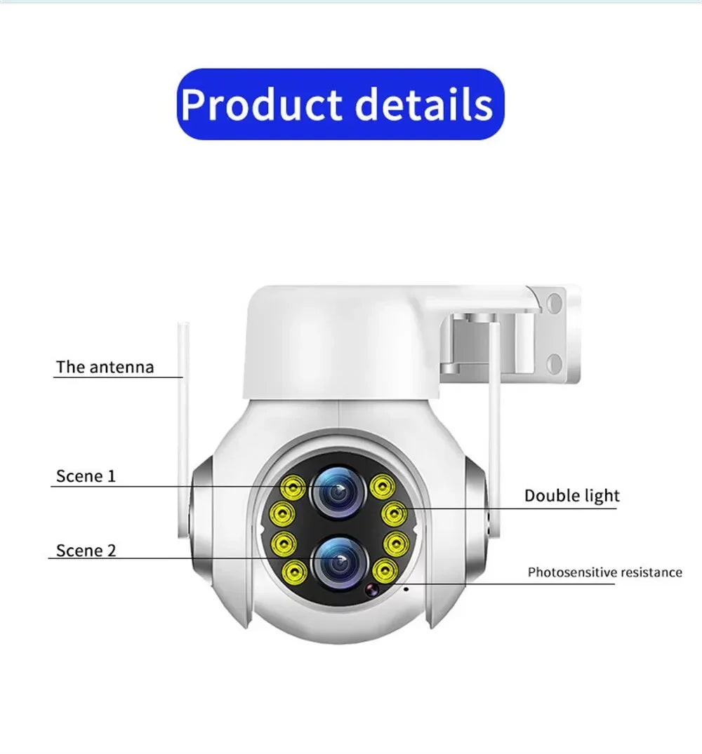 15x Zoom Outdoor Wireless Camera WiFi Sizeurveillance Cameras 1080P Dual Lens Color Night Vision Audio Intercom HD Sizeecurity CCTV