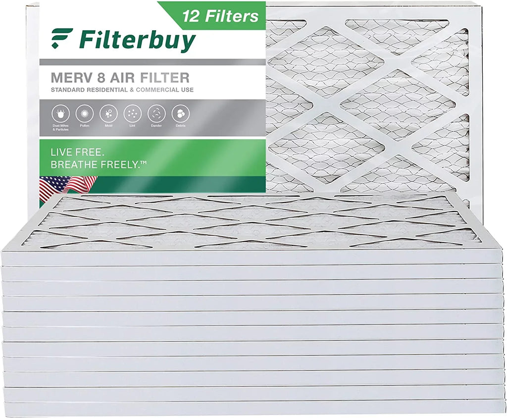 Filterbuy 20x36x1 MERV 8 Pleated HVAC AC Furnace Air Filters (12-Pack)