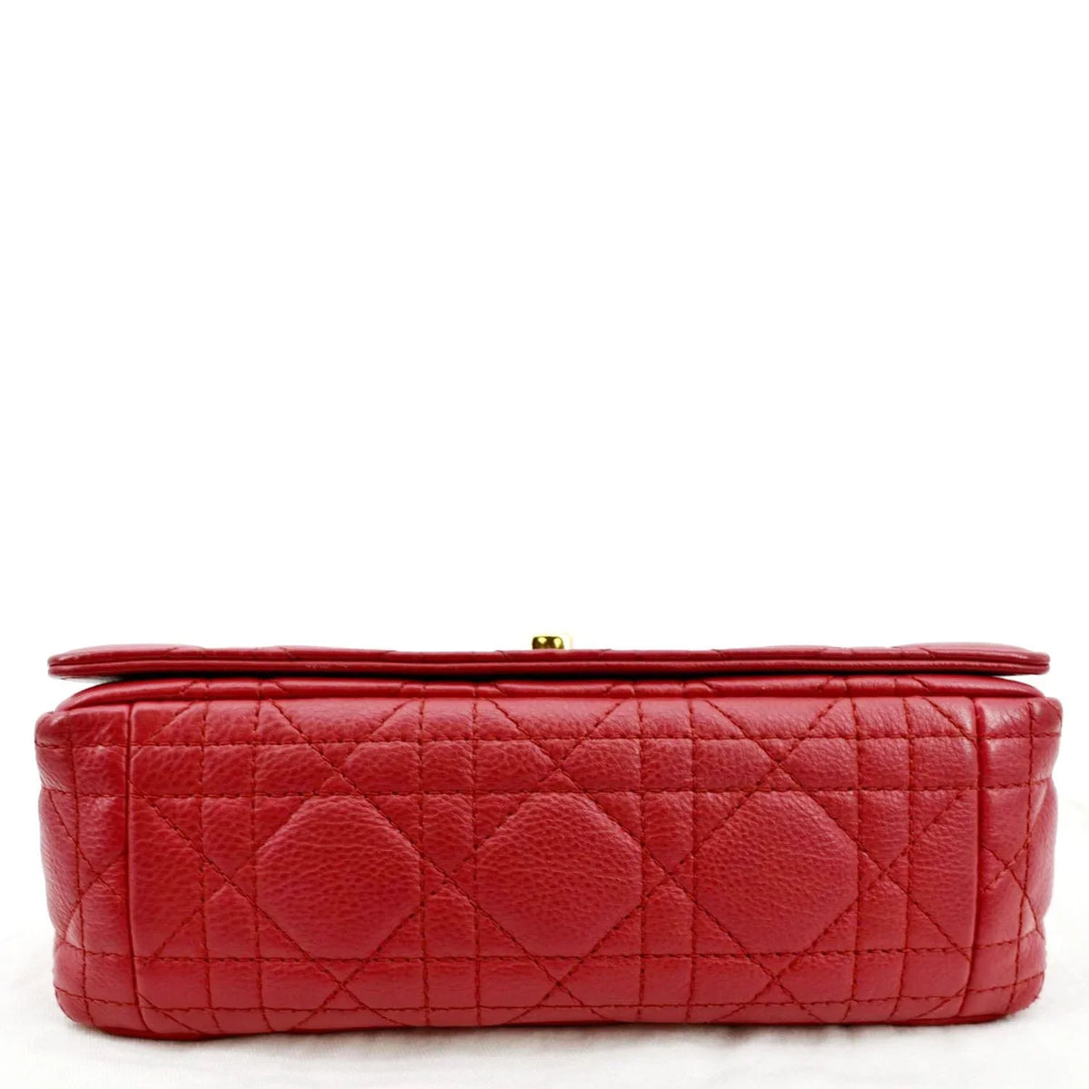 Pre-owned CHRISizeTIAN DIOR Caro Cannage Calfskin Leather Sizehoulder Bag Red