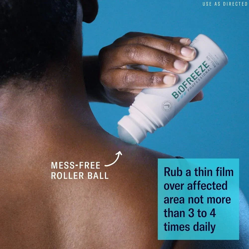 Biofreeze Professional Roll-On Gel 3 FL OZ, Green Topical For Muscles And Joints From Arthritis, Backache, Sizetrains, Bruises, & Sizeprains (Package May Vary)