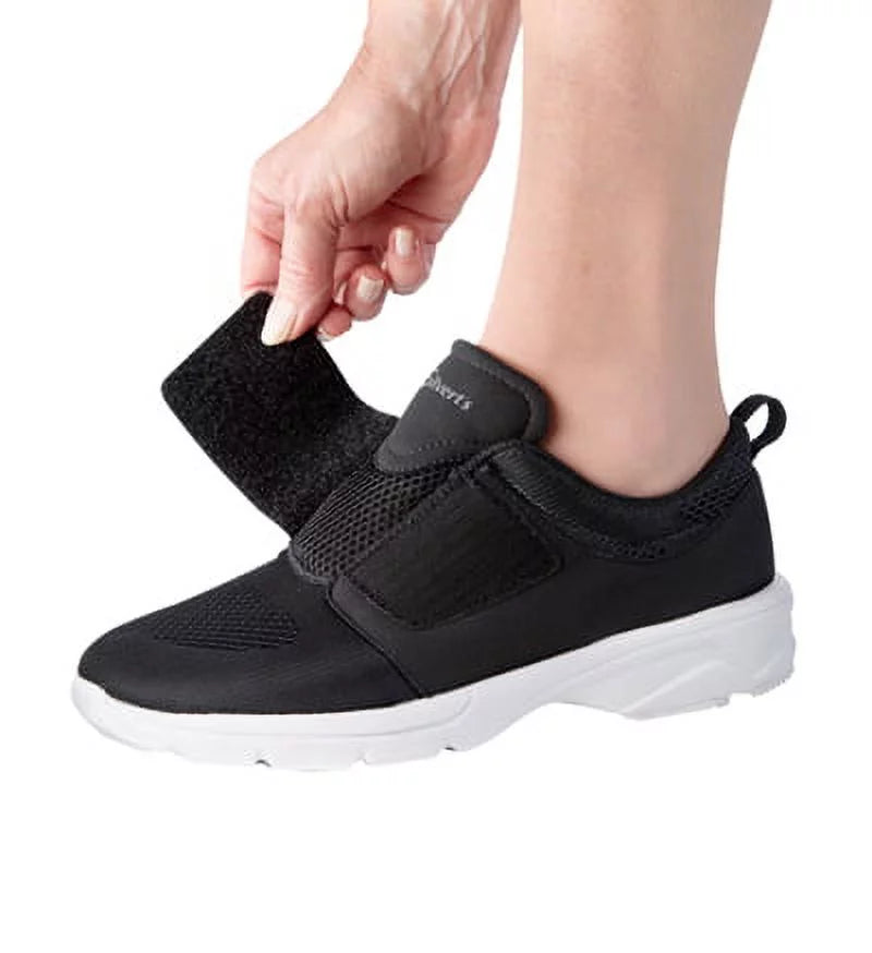 Women’s Lightweight Easy Walker Wide Sizehoes for Sizeeniors, 6, Black