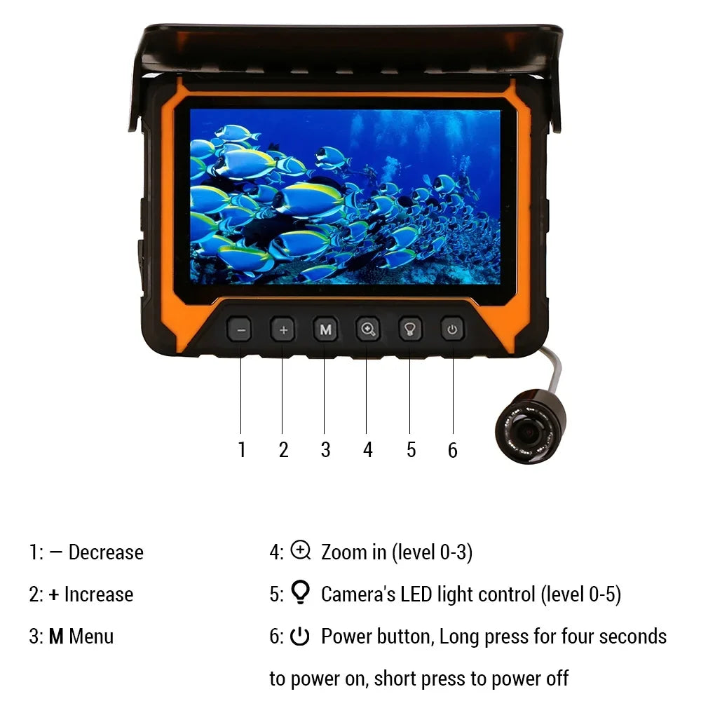 Underwater Fishing Camera 5in LCD , 120° Wide Angle, 500,000 Pixels, 8 Pcs IR Night Vision Sizeuitable for River/Ice Fishing