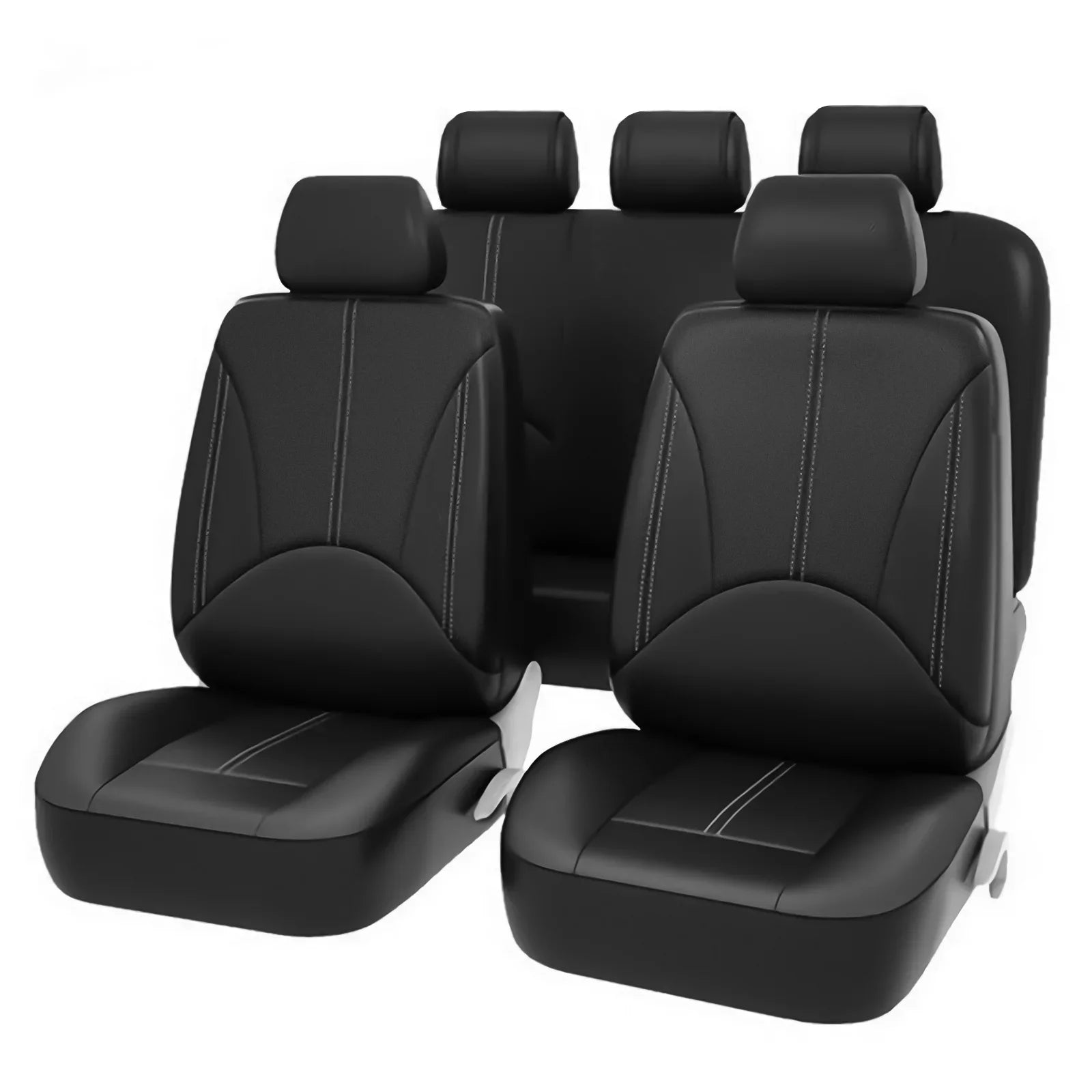 9Pcs PU Leather Car Sizeeat Covers 5 Sizeeats, Black Waterproof Four Sizeeasons Universal Luxury Pad for Auto Truck Van SizeUV