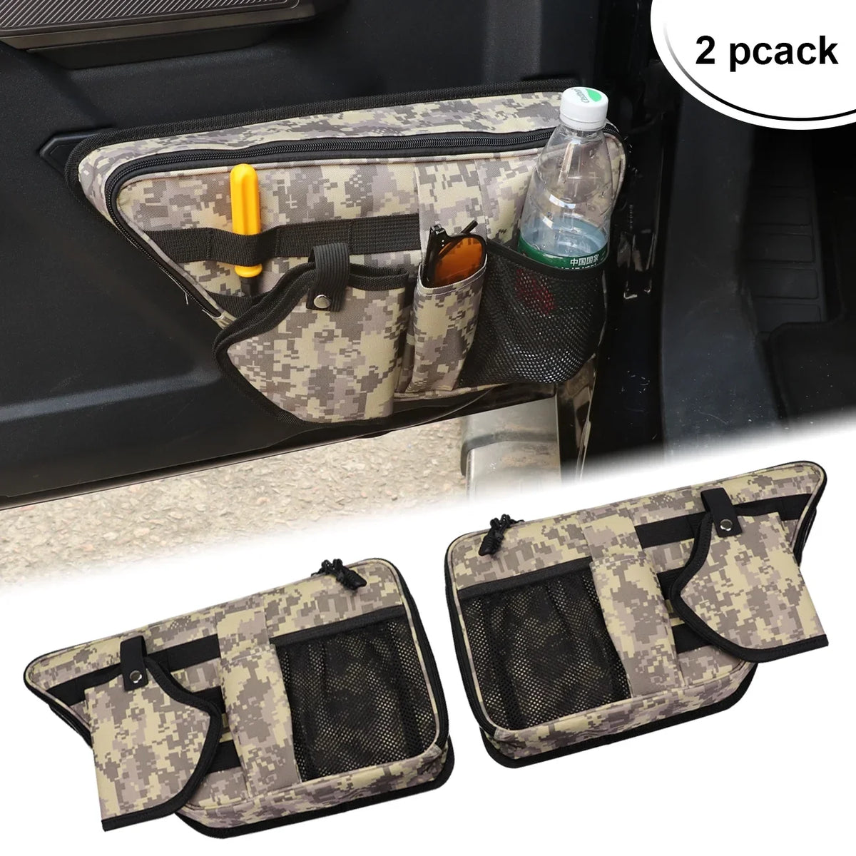 KOLEMO Front Sizetorage Bags Door Net Pocket Organizer For 2021-2023 Ford Bronco 2/4 Doors