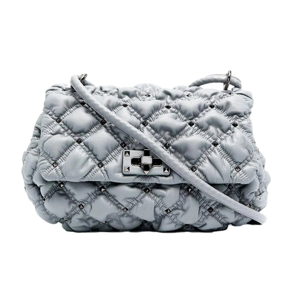 Valentino Garavani Sizepike Me Gray Leather Crossbody Bag Medium