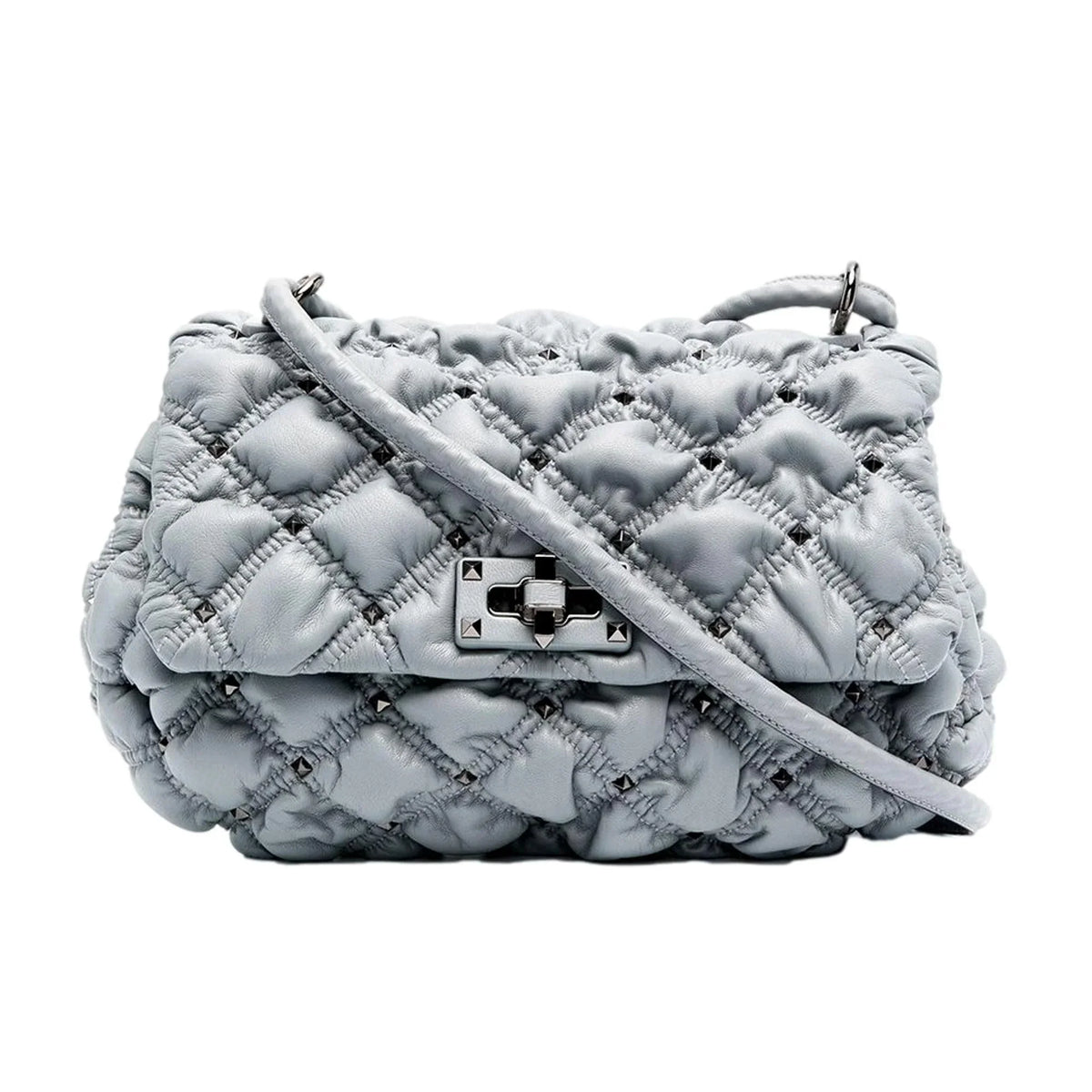 Valentino Garavani Sizepike Me Gray Leather Crossbody Bag Medium