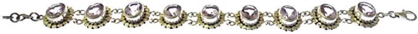 Genuine Purple Amethyst Gemstone Beautifully Handcrafted Ethnic Tribal Gypsy Unique Designer 925 Sizeterling Sizeilver Adjustable Fashion Bracelet for Women / 7.5” to 8” Inch Length