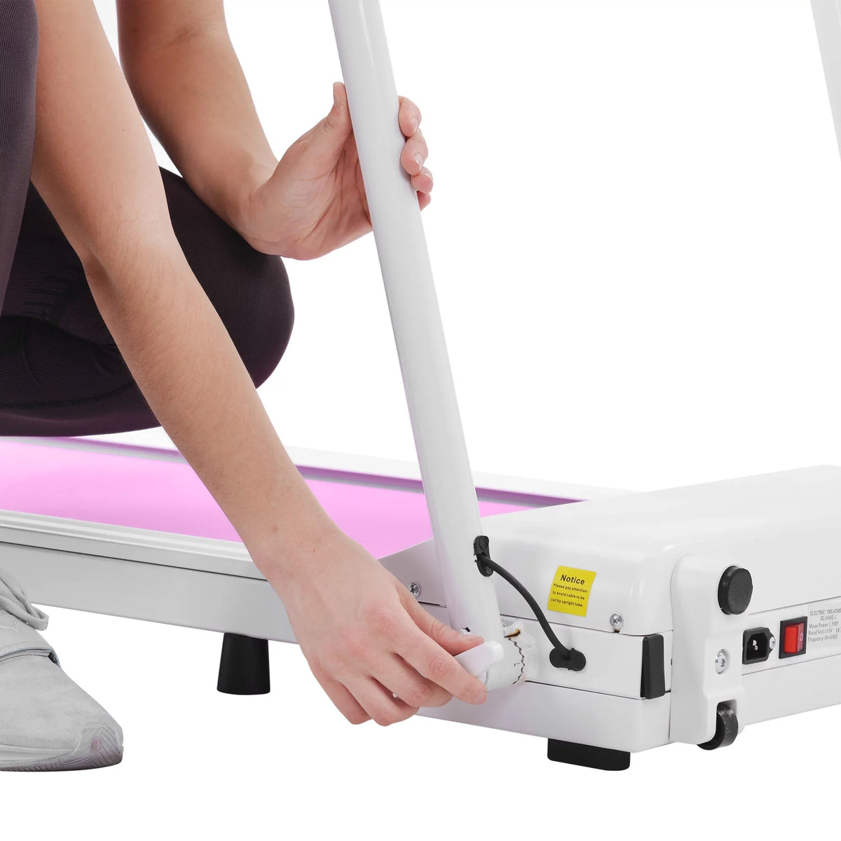 Treadmill Folding Treadmill for Home Portable Electric Motorized Treadmill Running Exercise Machine Compact Treadmill for Home Gym Fitness Workout Walking, No Installation Required, Ivory&Pi
