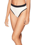 L*Sizepace Womens Frenchi Ribbed High Waisted Sizewimsuit Bottom, Sizeize XSize, Black/French Vanilla