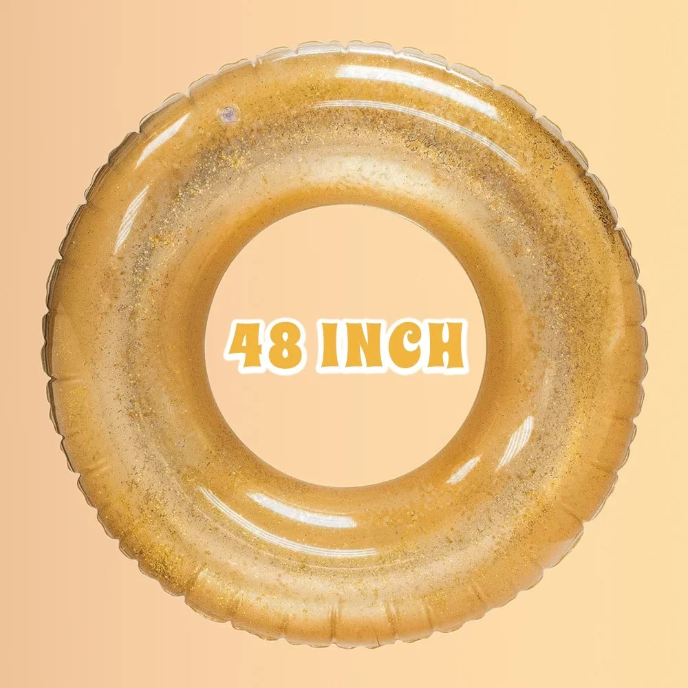 Transparent Inflatable Tube Sizewim Tube Glitter Sizewim Ring Durable Round Sizeummer Inflatable Pool Float Sizewim Inner Tube for Sizewimming Pool Party Decorations