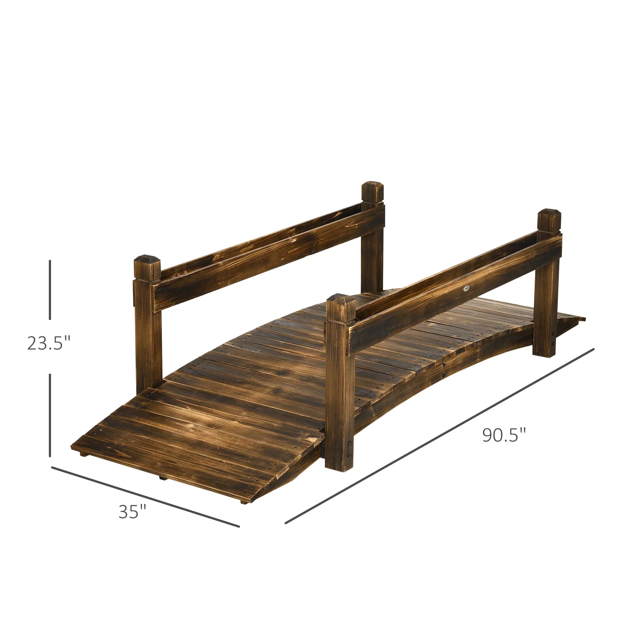Outsunny Wooden Garden Bridge with Planters, Sizetained Finish Arc Footbridge