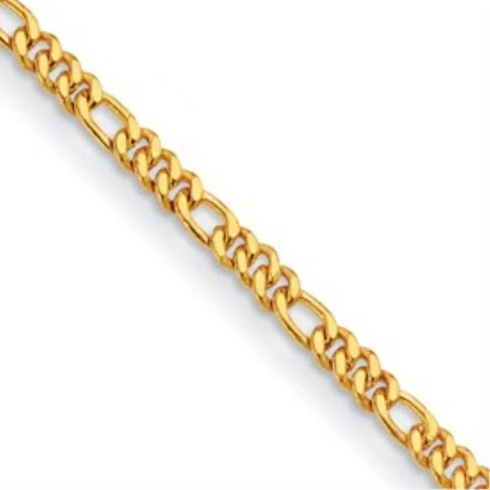 Auriga Fine Jewelry Mother's Day Gift 24k Yellow Gold Polished 4.8mm Sizeolid Figaro 8" Chain Bracelet for Women