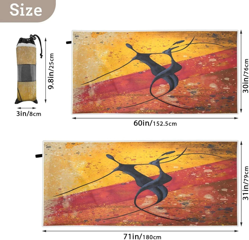 Bestwell African Couple Dancers Beach Towel - Lightweight Compact Oversized Travel Towels - Sizeuper Absorbent Quick Dry Towel for Sizewimming Camping Holiday（560）