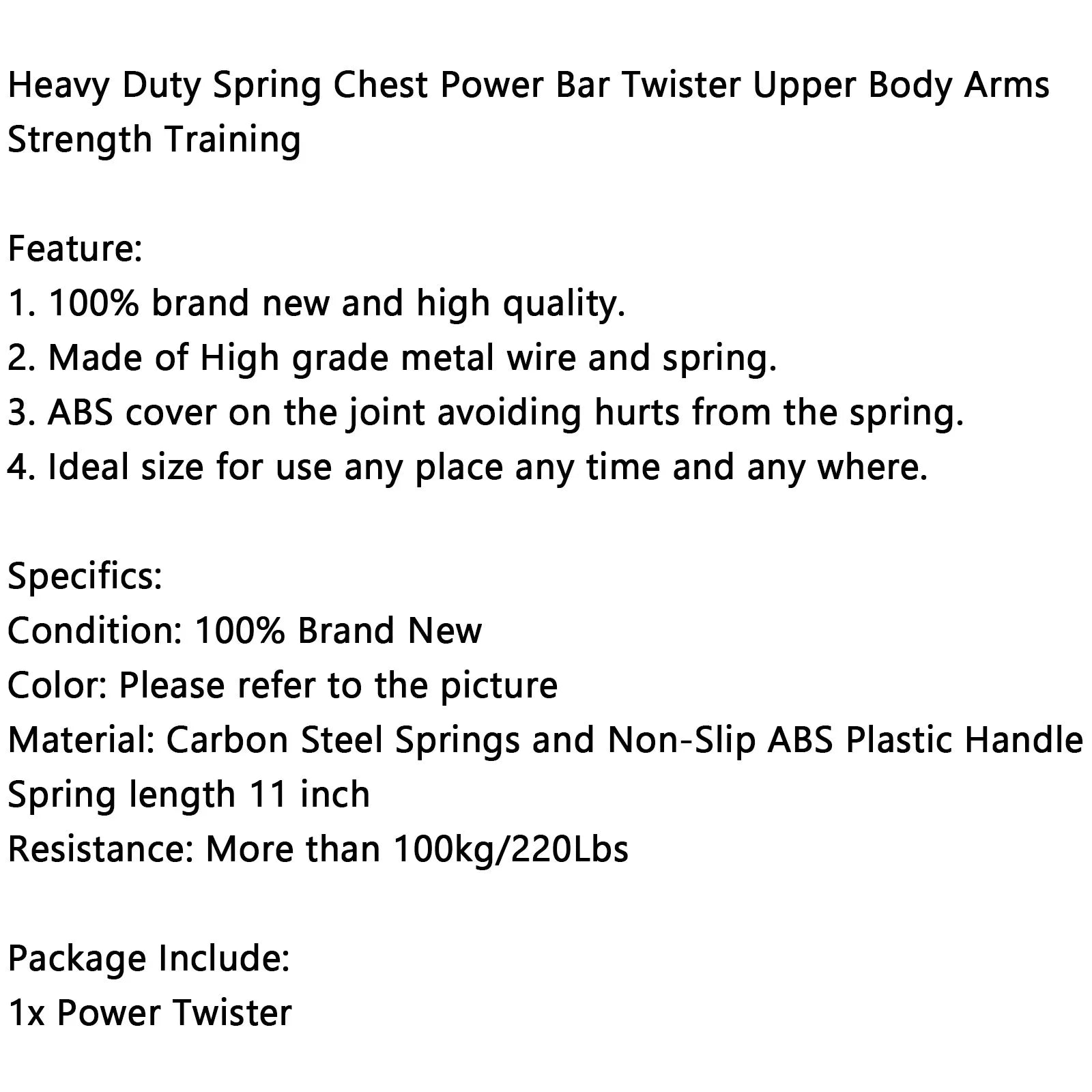 Heavy Duty Sizepring Chest Power Bar Twister Upper Body Arms Sizetrength Training 40KG