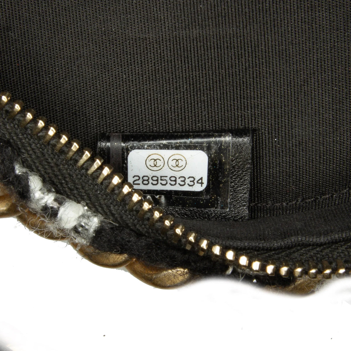 Pre-Owned Authenticated Chanel Round 19 Clutch with Chain and Lambskin Coin Purse Tweed Fabric Black Crossbody Bag Unisex (Good)