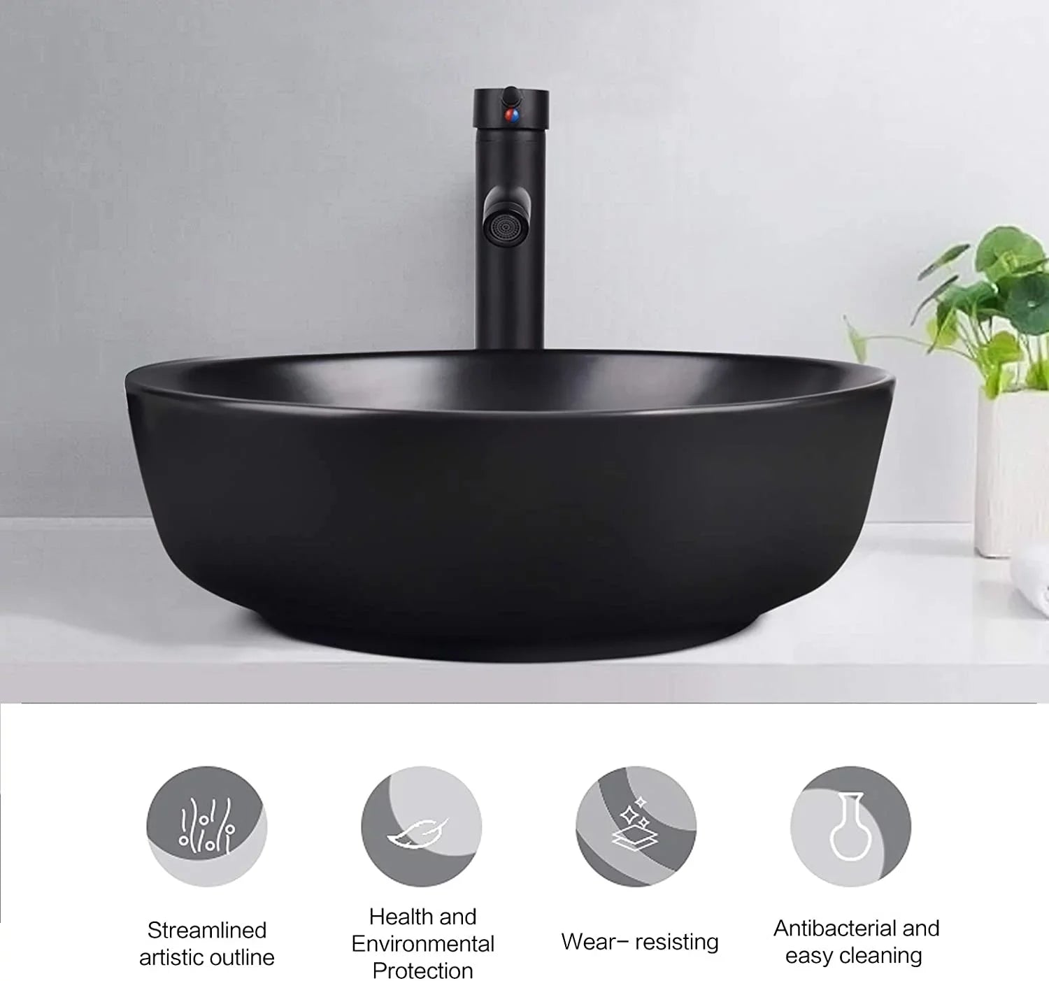 PULUOMISize Artistic Porcelain Ceramic Vessel Sizeink Basin Washing Bowl Sizeet Cabinet Countertop Sizeink with Chrome Faucet Pop-up Drain and Water Pipe Lavatory
