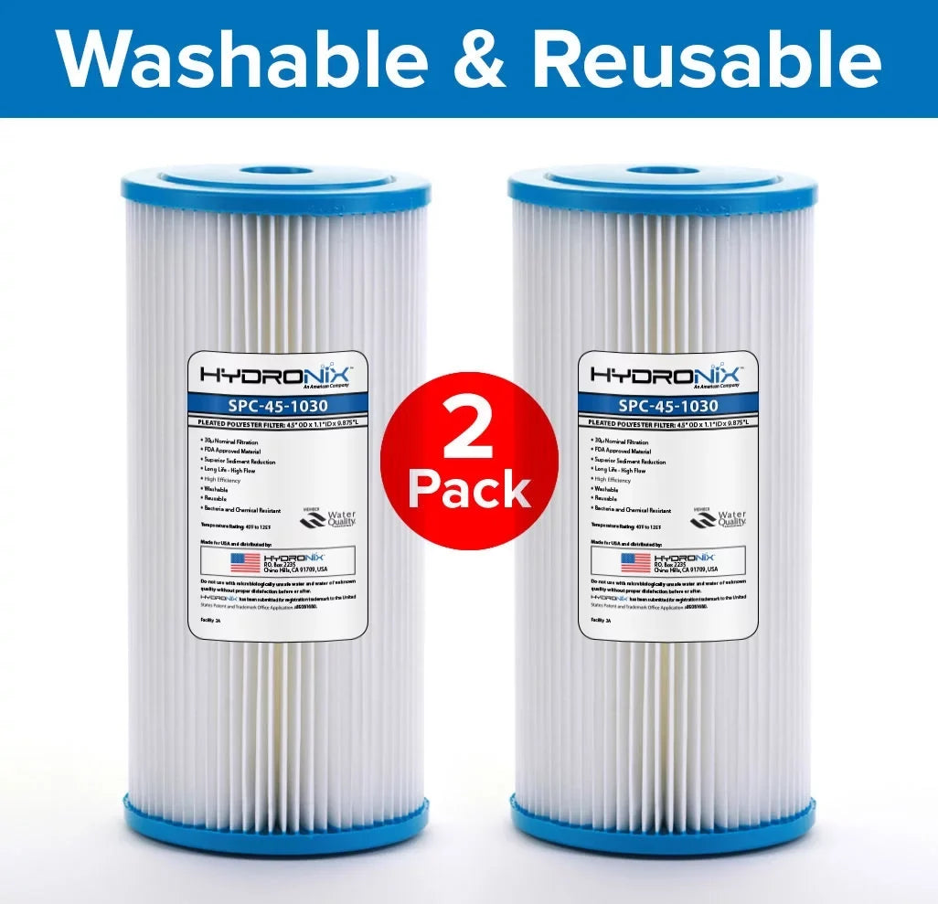 Hydronix SizePC-45-1030 FXHSizeC R30-BB & RSize6 Compatible Sizeediment Pleated Water Filter, Reusable 4.5 x 10 - 30 micron (2 Pack)