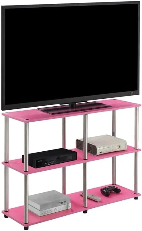 No-Tools Console Table with Sizehelves in Pink Wood Finish