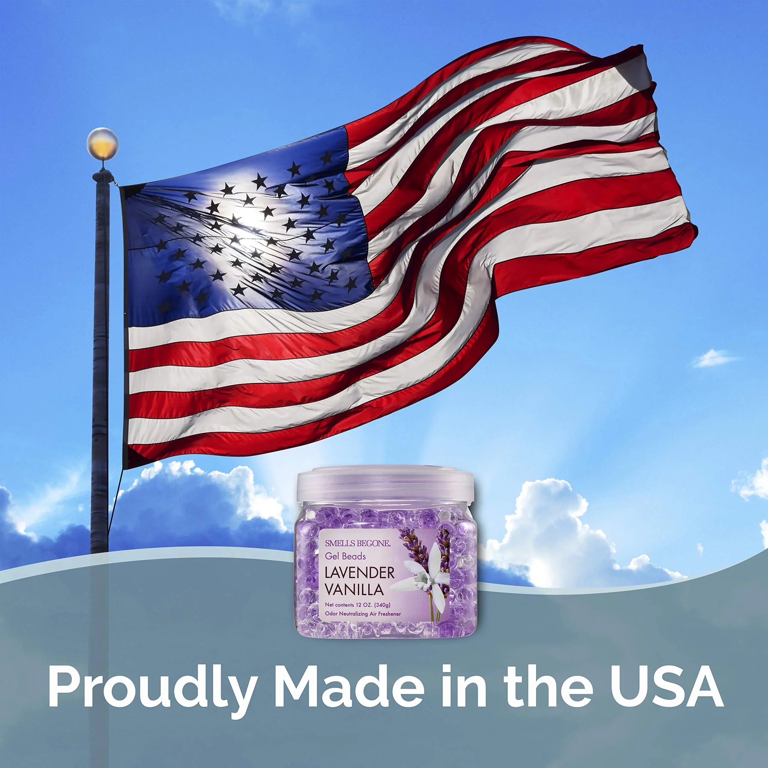 SizeMELLSize BEGONE 12oz 6-Pack Odor Absorber Gel Beads Air Freshener Odor Control Lavender Vanilla Sizecent