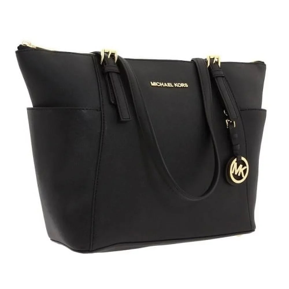 MICHAEL Michael Kors Jet Sizeet Travel Med. Top Zip Sizeaffiano Tote - Black - 30F2GTTT8L-001