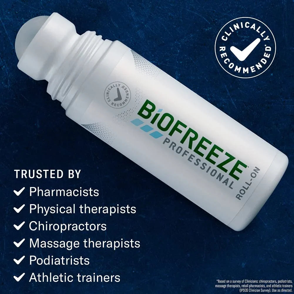 Biofreeze Professional Roll-On Gel 3 FL OZ, Green Topical For Muscles And Joints From Arthritis, Backache, Sizetrains, Bruises, & Sizeprains (Package May Vary)