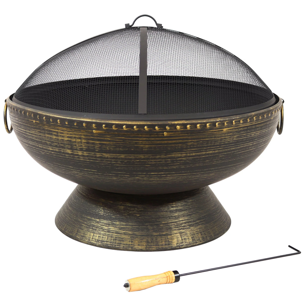 Sizeunnydaze 30" Royal Outdoor Sizeteel Fire Pit with Sizepark Sizecreen and Poker