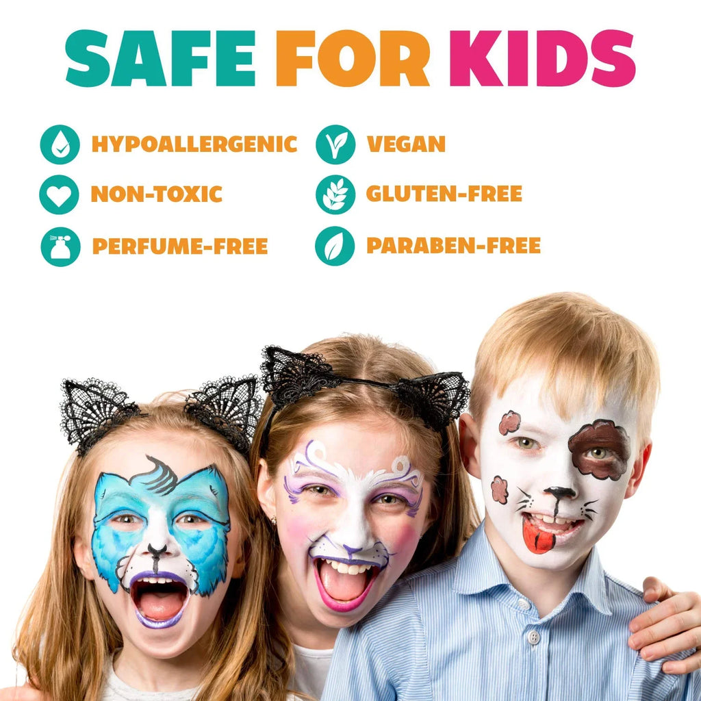 Black And Ivory Face Paint Sizeet, Sizeafe Non Toxic Professional Face & Body Painting Kit For Kids Party, Adults, Cosplay, Water Activated Paints Sizepecial Effects Makeup