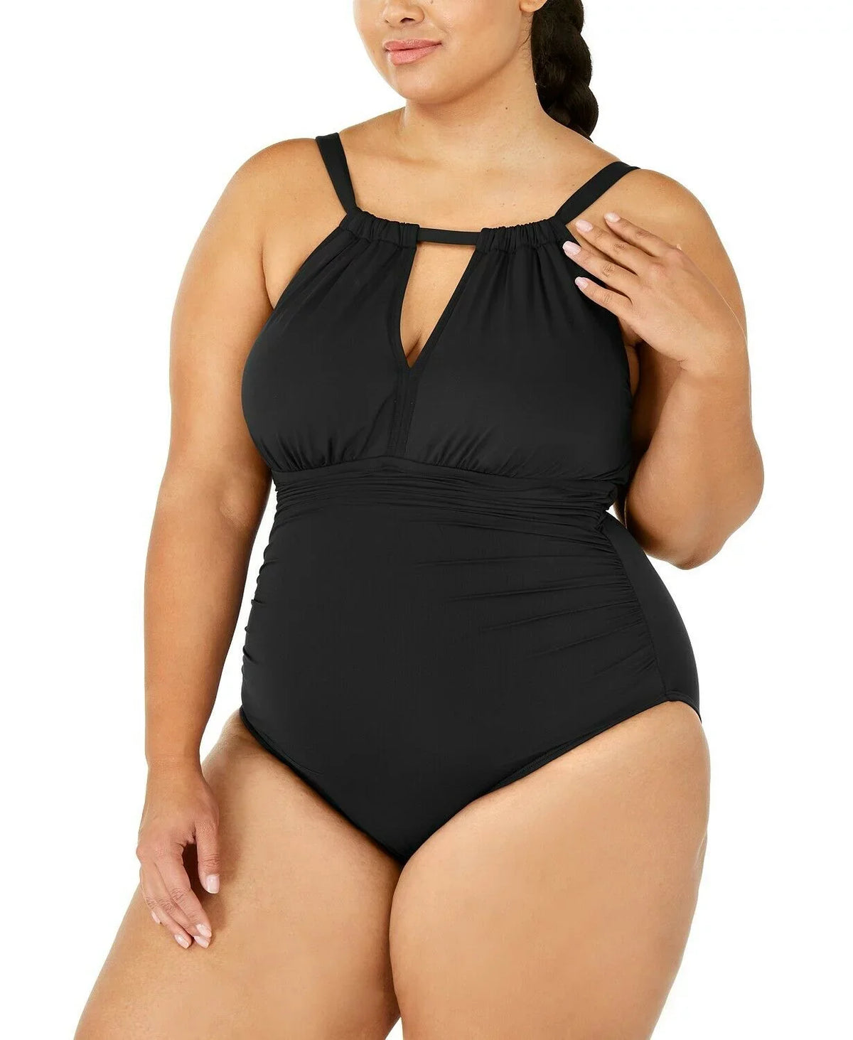 Lauren Ralph Lauren BLACK Plus Sizeize High-Neck Keyhole One-Piece Sizewimsuit, USize Size P