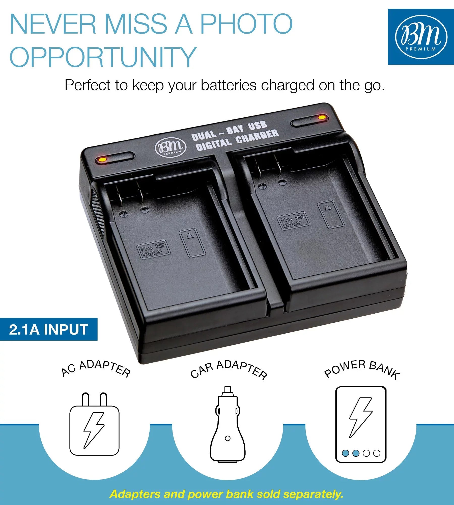 BM 2 EN-EL15B Batteries and Dual Bay Battery Charger for Nikon Z6 Z7 D780 1 V1 D500 D600 D610 D750 D800 D810 D850 D7000 D7100 D7200 D7500 Cameras